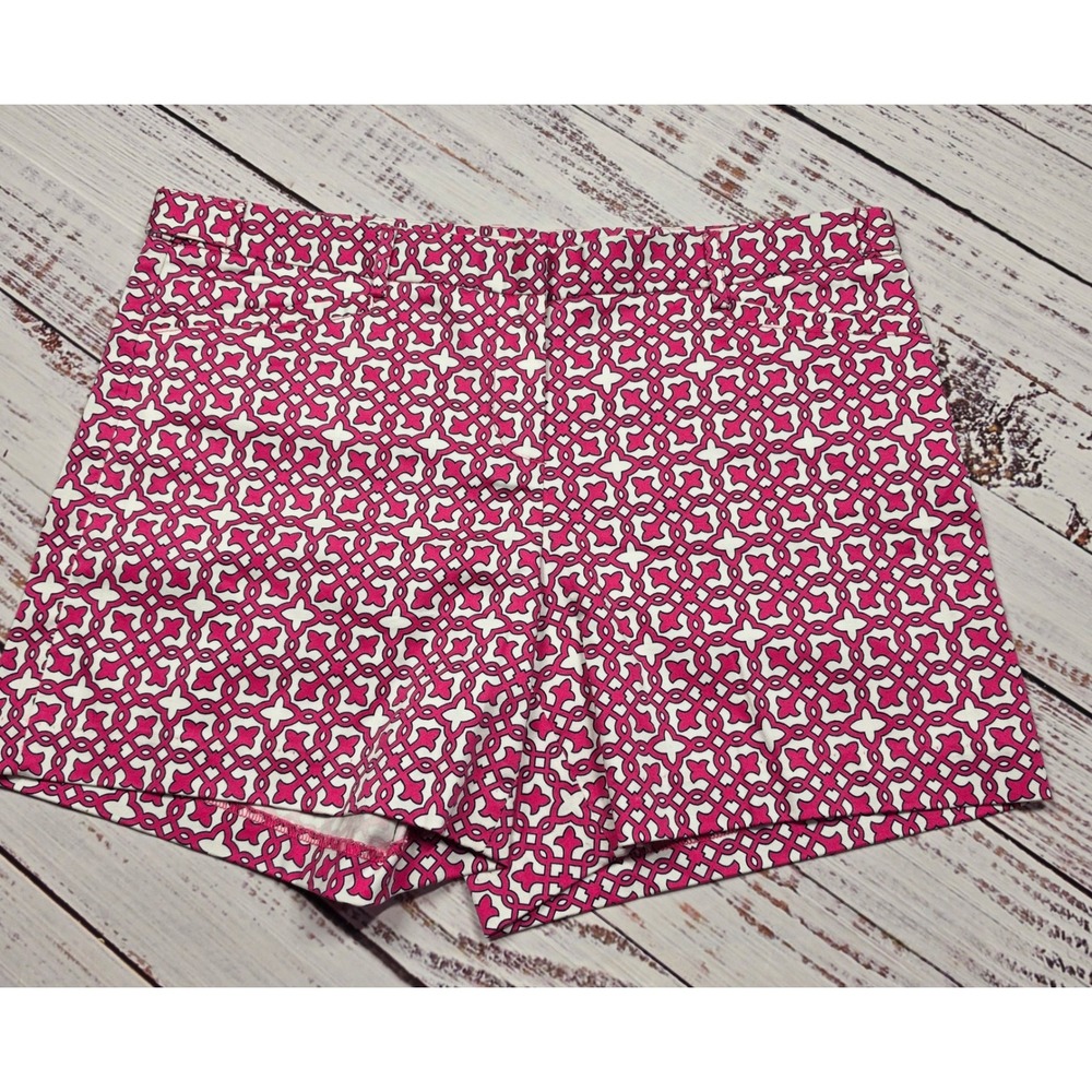 Laundry by Shelli Segal Shorts Womens 8 Pink Excellent Geometric Print Cotton